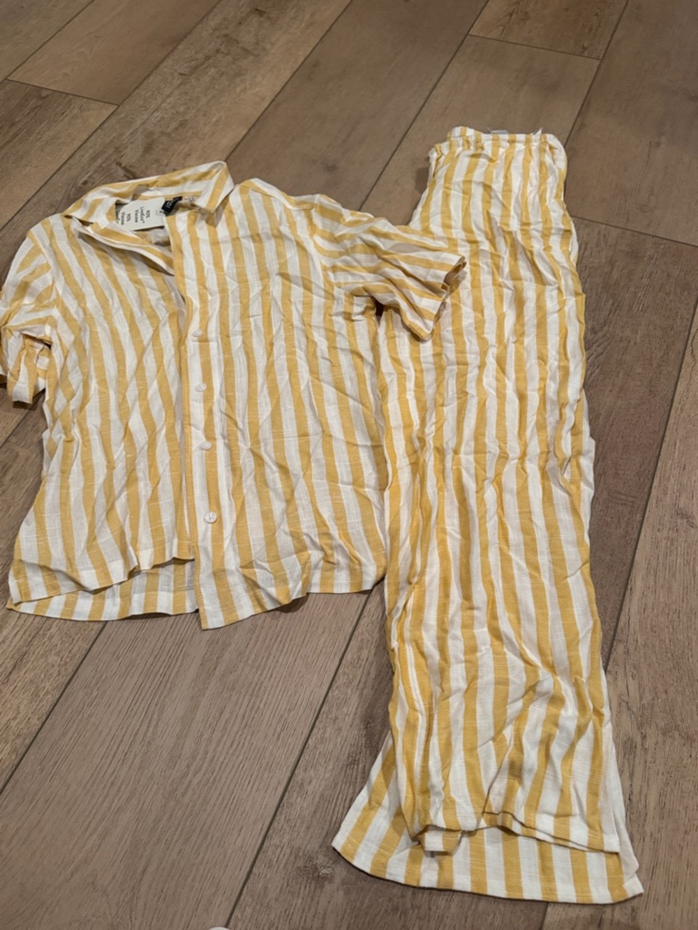 H&M Yellow & White Striped Women's Pajama Set